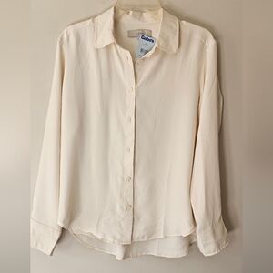 LOFT Cream Button-Up Blouse